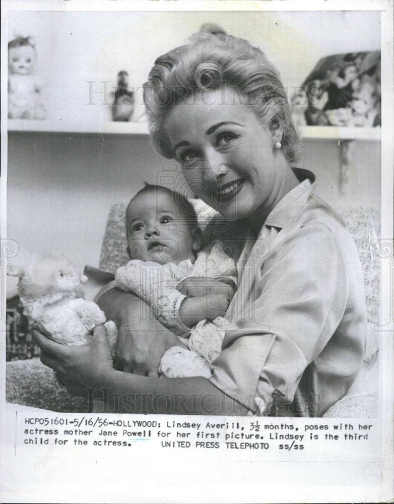 1956 Press Photo Jane Powell Actress Daughter Lindsey Averill Baby Hollywood - Historic Images