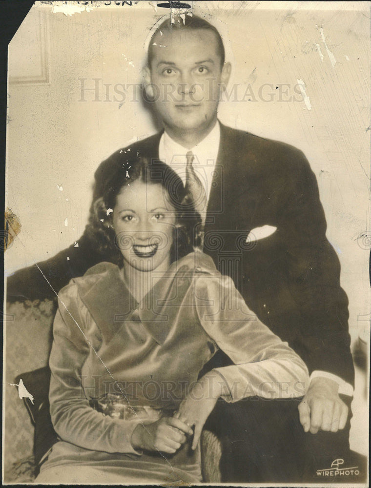 1935 Press Photo Sugar heir Adolph Spreakels w/ bride Gloria Debevoise - Historic Images