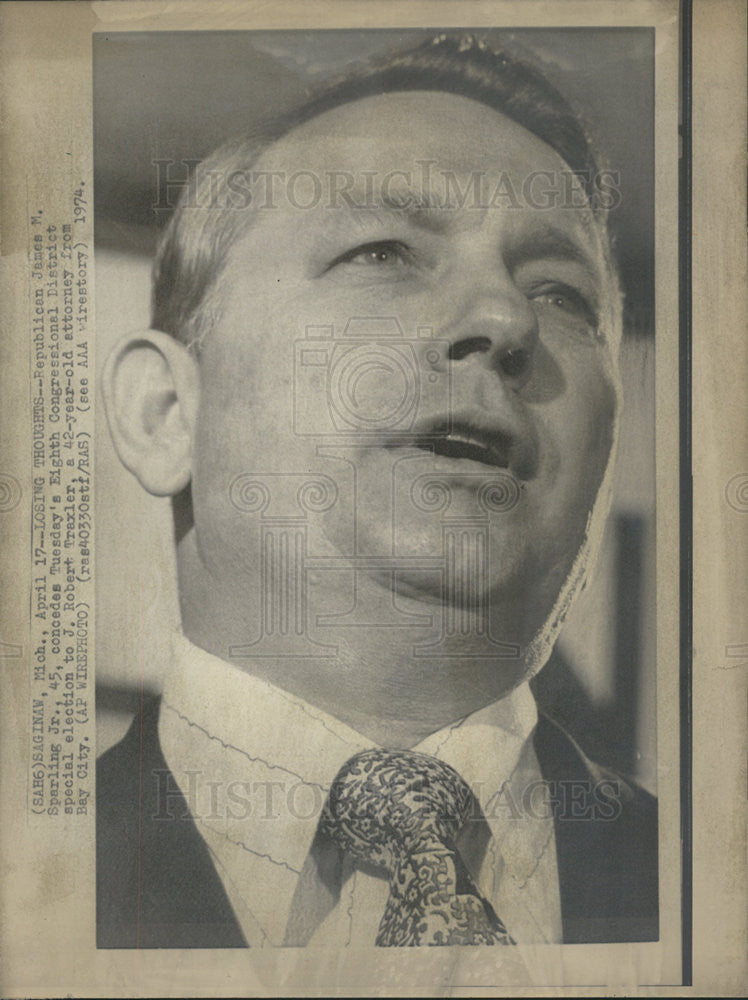 1974 Press Photo Republican James M Sparling Jr Lost Election - Historic Images