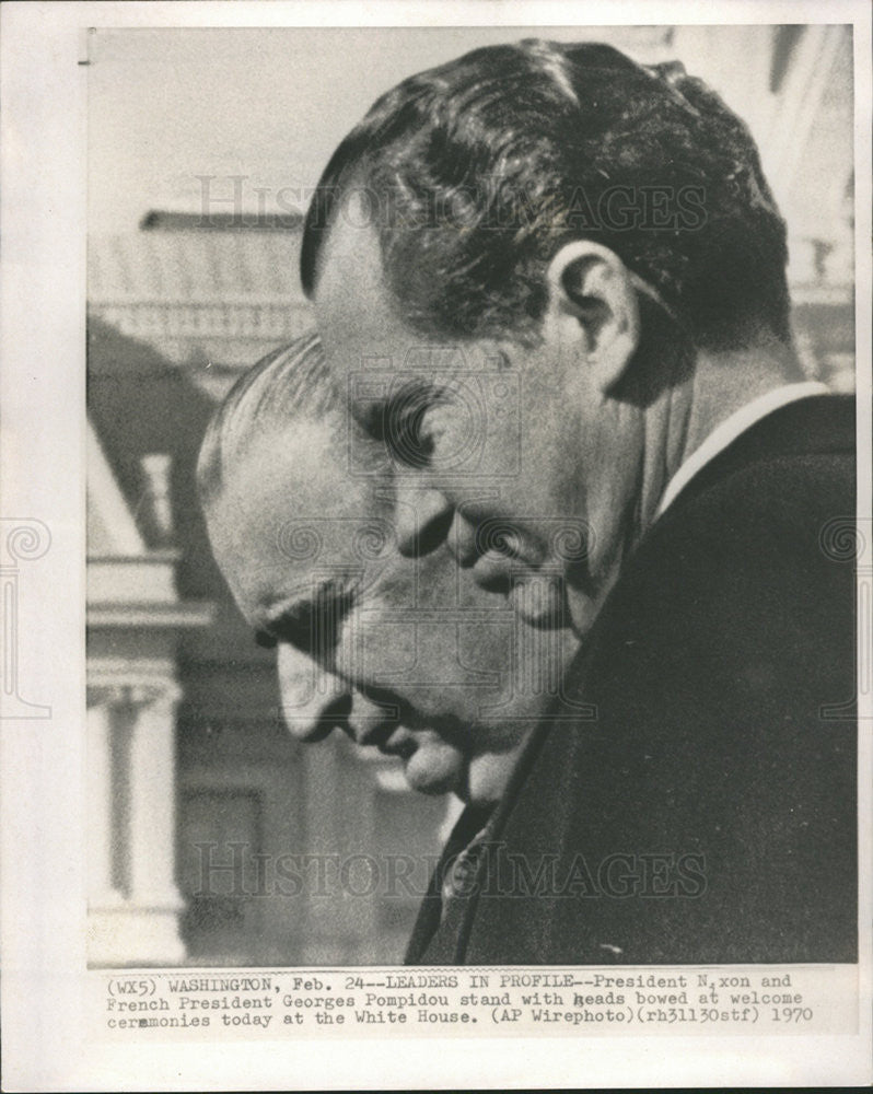 1970 Press Photo President Richard Nixon And French President Georges Pompidou - Historic Images