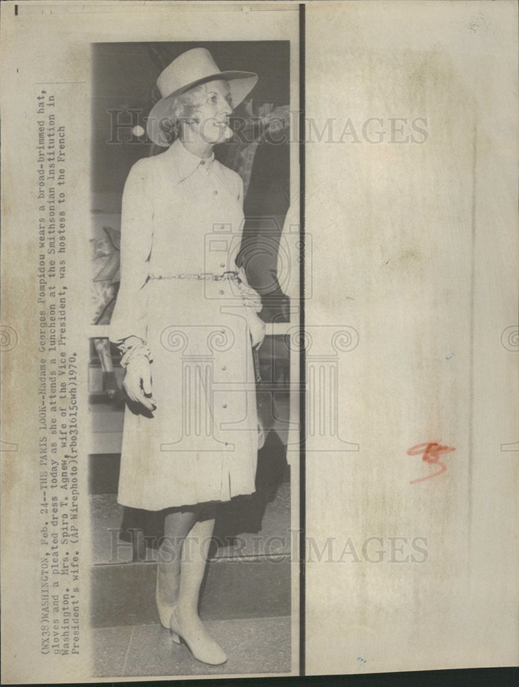 1970 Press Photo Claude Pompidou Wife Of French President At Smithsonian Museum - Historic Images