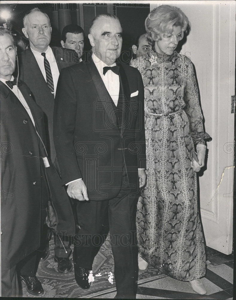 2970 Press Photo French President Georges Pompidou And Wife Claude In Chicago - Historic Images