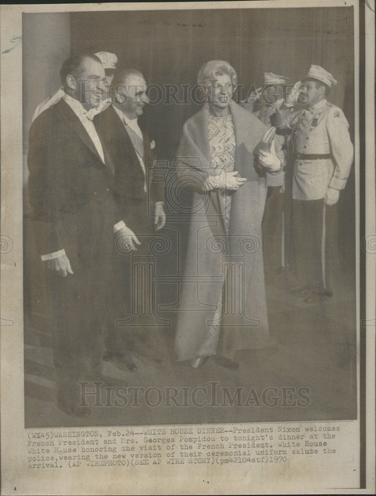 1970 Press Photo President Richard Nixon With French President Georges Pompidou - Historic Images