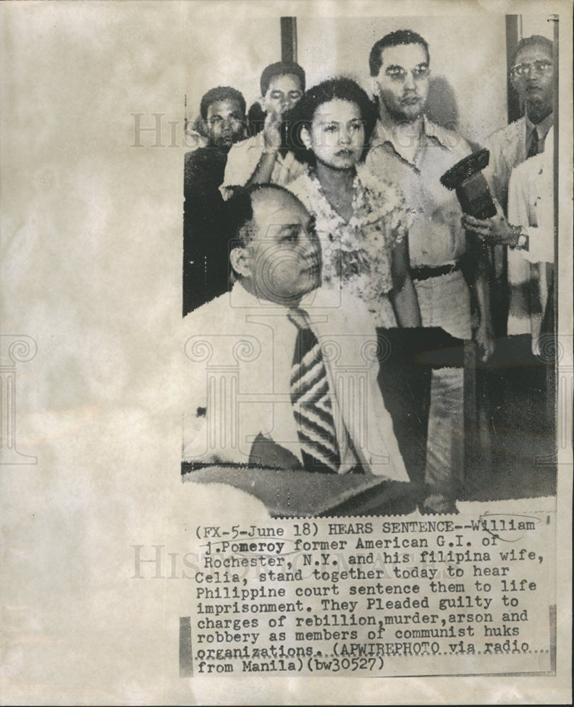 1952 Press Photo William J. Pomeroy Former American G.I. &amp; His Wife Celia Trial - Historic Images