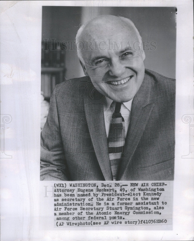 1960 Press Photo Air Force Secretary Atty Eugene Zuckert - Historic Images