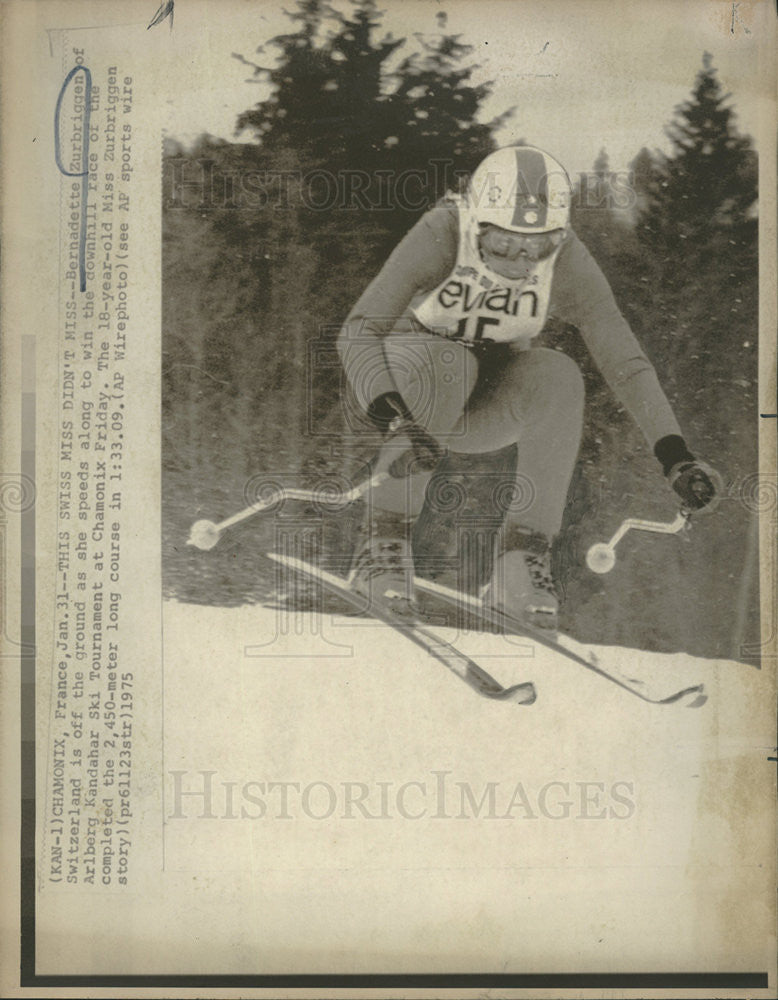 1975 Press Photo Swiss skier Bernadette Zurbriggen - Historic Images