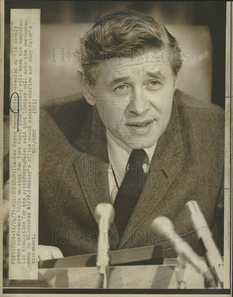 1971 Press Photo Milwaukee,Wis Mayor Henry Maier will run for Pres - Historic Images