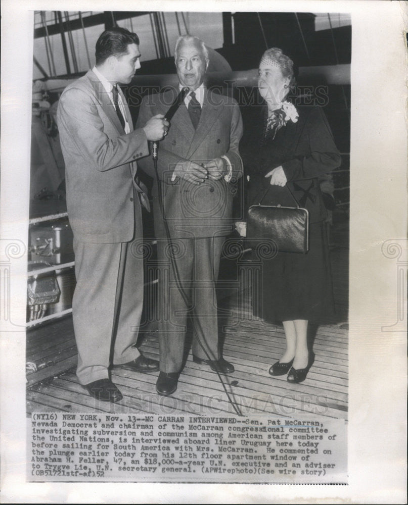 1952 Press Photo Pat McCarran American Democratic Politician - Historic Images