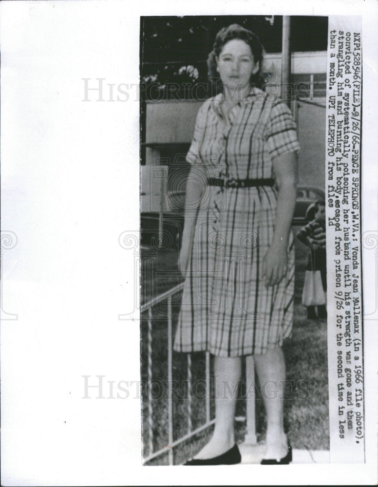 1966 Press Photo Vonda Jean Mullenax Escapes From Prison - Historic Images