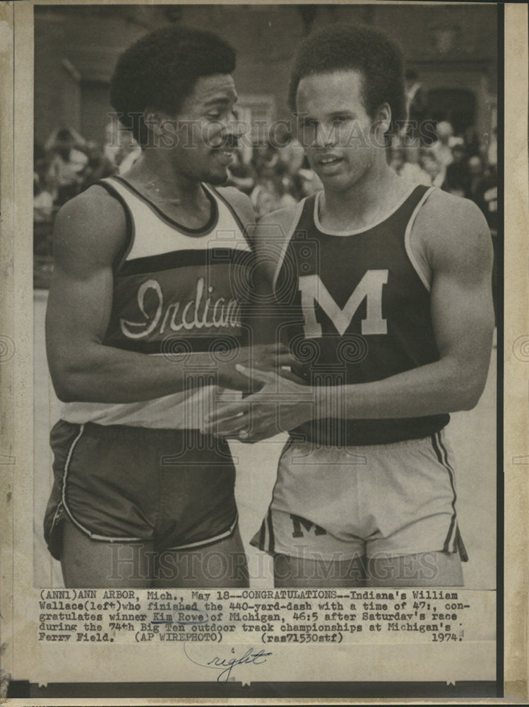 1974 Press Photo Indiana&#39;s Wm Wallace  and Kim Rowe of Mich - Historic Images