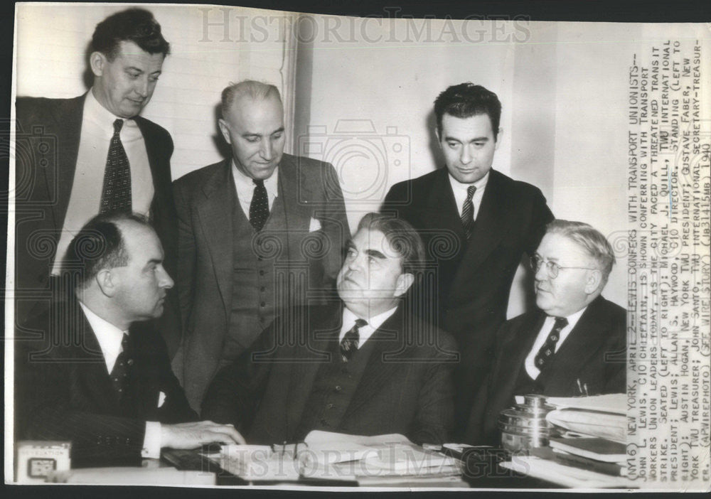 1940 Press Photo John Lewis Chief CIO TWU Leaders Michael Quill Austin Hogan - Historic Images