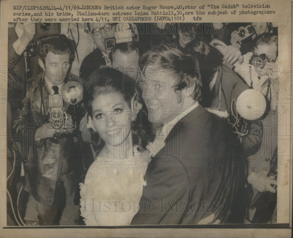 1969 Press Photo Roger Moore British Actor Wife Luisa Mattioli Actress London - Historic Images