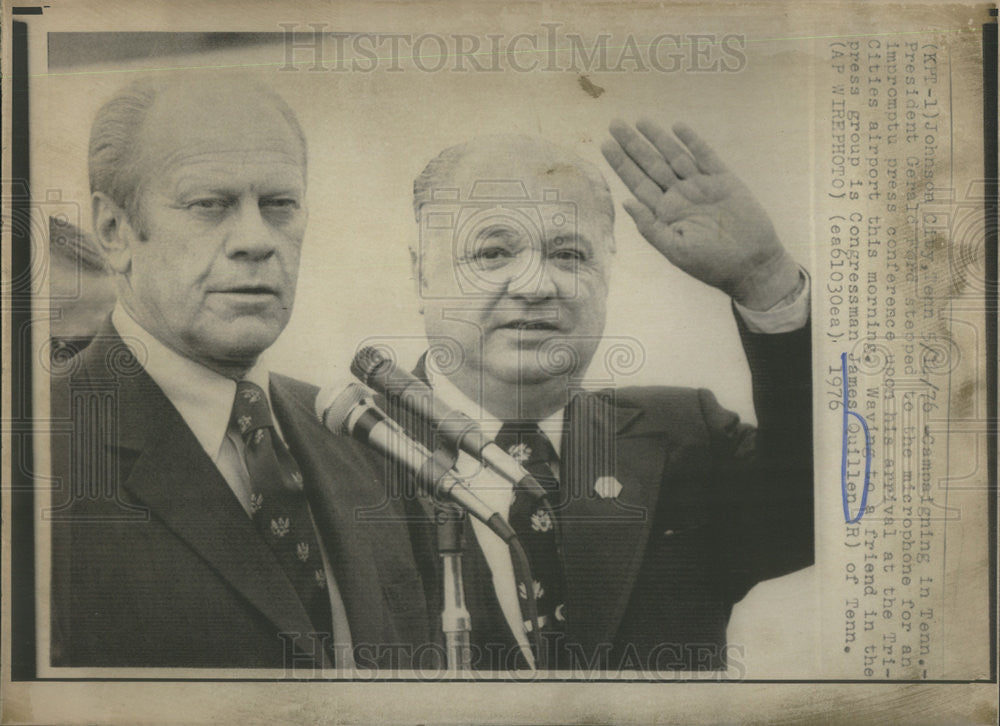 1976 Press Photo Pres Gerald Ford and James Quillen on campaign trail - Historic Images