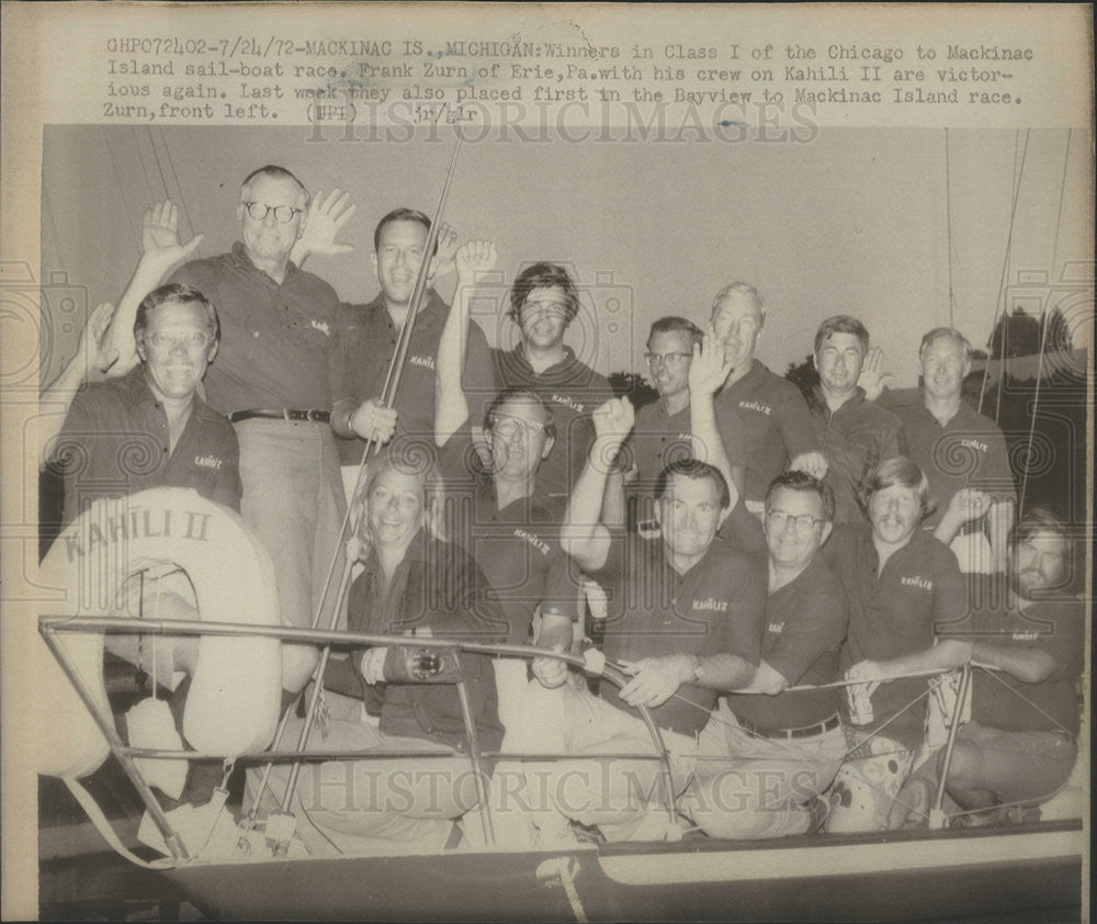 1972 Press Photo Winners Class I Chicago Mackinac Island Sail Boat Race - Historic Images