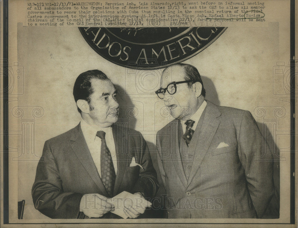 1971 Press Photo Peruvian Ambassador Luis Alvarado Organization American States - Historic Images