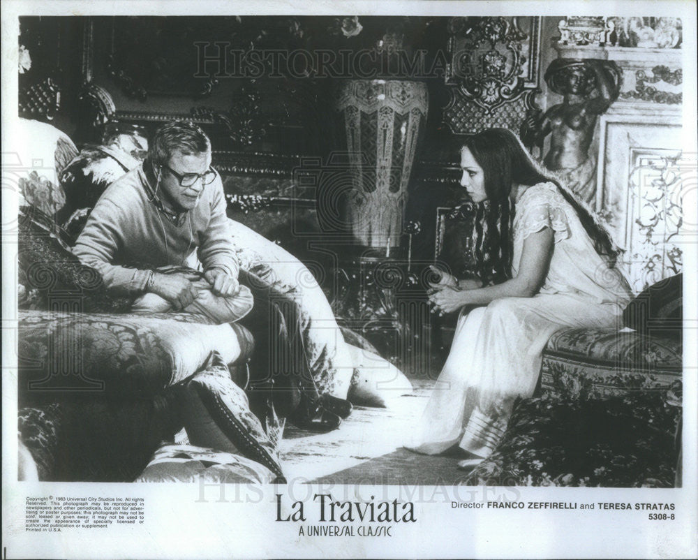 1983 Press Photo Director Franco Zeffirelli, Actress Teresa Stratas, La Traviata - Historic Images