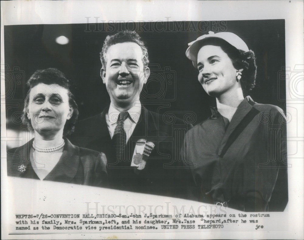 1952 Press Photo Senator John Sparkman Democratic Vice Presidential Nominee - Historic Images