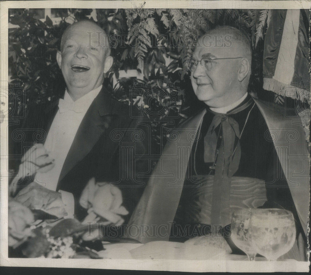 1954 Press Photo President Dwight Eisenhower &amp; Cardinal Spellman - Historic Images