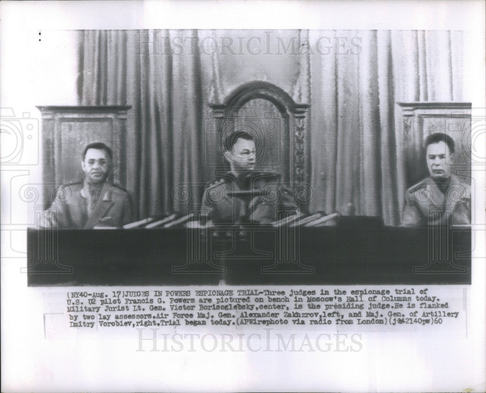 1960 Press Photo Judges in Francis Powers espionage trial in Moscow - Historic Images