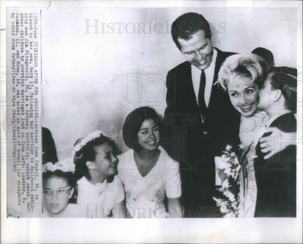 1965 Press Photo Jane Powell,actress after wedding with Jim Fitzgerald,publicist - Historic Images