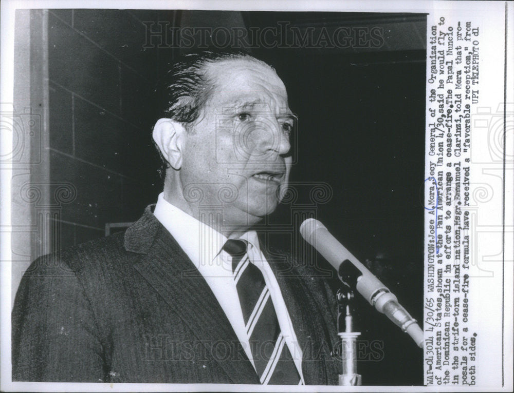 1965 Press Photo Jose Mora, Secretary General, Organization of American States - Historic Images