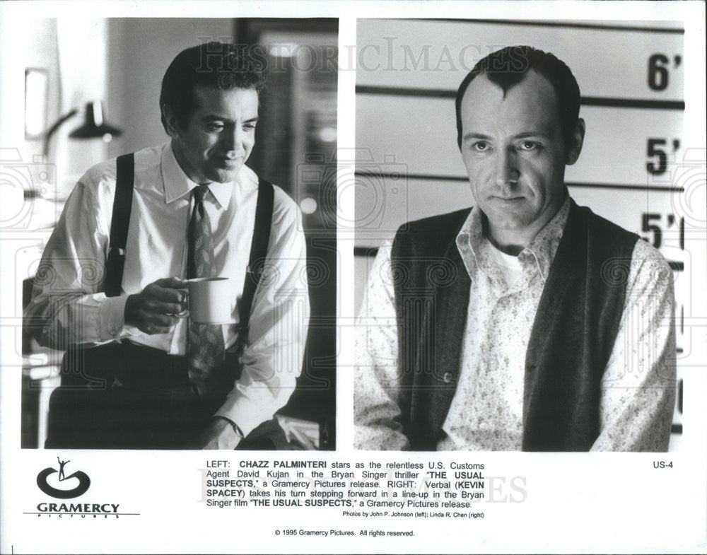 1995 Press Photo Copy Chazz Palamintari And Kevin Spacey In Usual Suspects - Historic Images