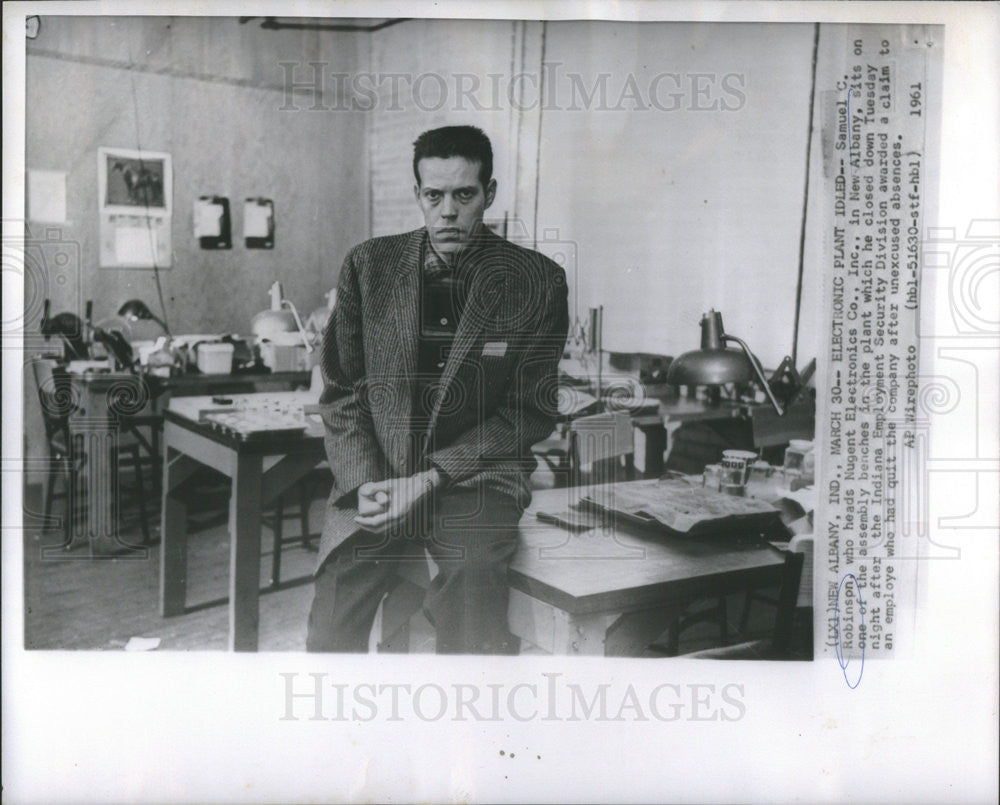 1961 Press Photo Samuel C Robinson,Nugent Electronics Co - Historic Images
