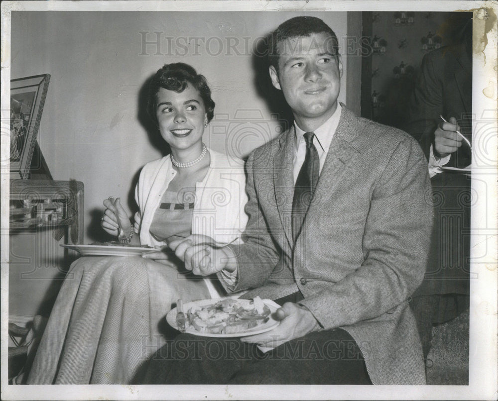 1954 Press Photo Ann Whitfield &amp; William Lawlor at dÃƒÂ©butante ball luncheon - Historic Images