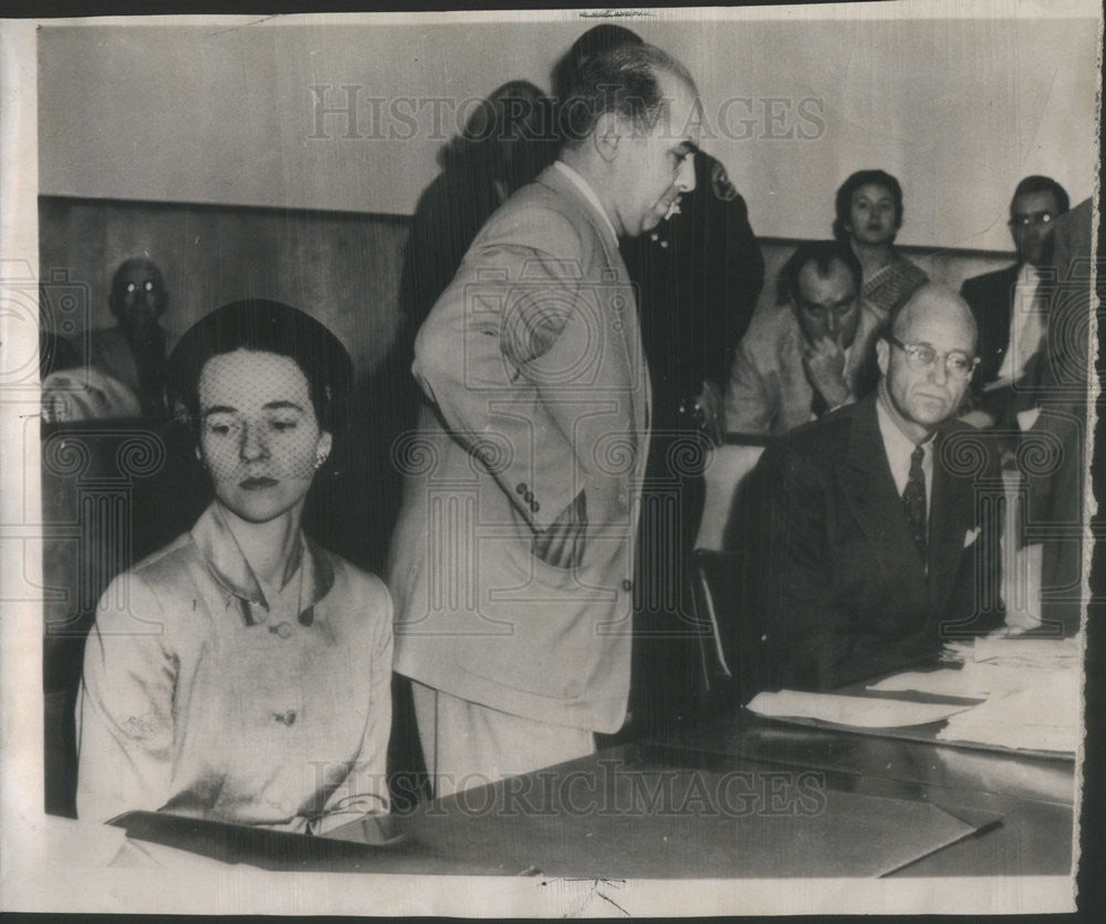 1954 Press Photo Mrs Romelle Roosevelt, James Roosevelt, Atty Samuel Picone - Historic Images