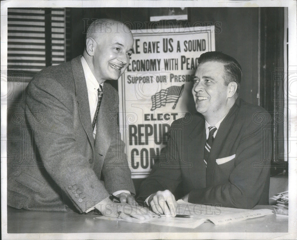 1954 Press Photo Ralph Lee Goodman candidate for congress w/ John Roosevelt - Historic Images