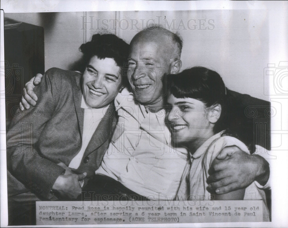 1957 Press Photo Fred Rose reunited with wife &amp; daughter, Laura after 6 years - Historic Images