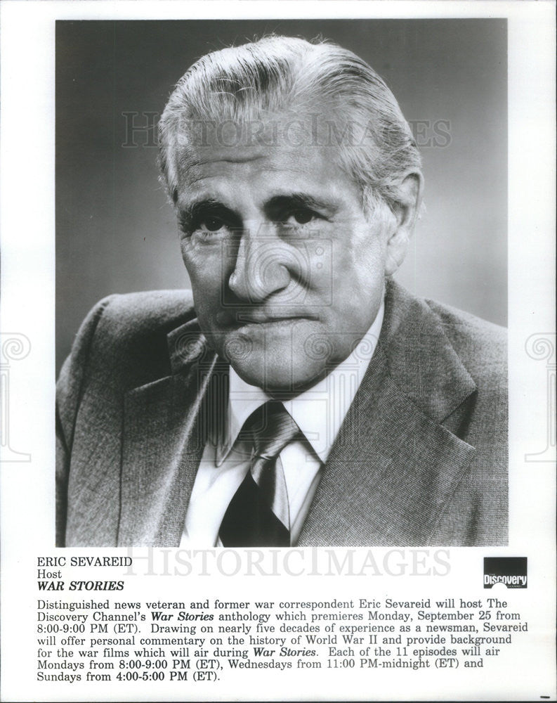 Press Photo Eric Sevareid, Host, War Stories - Historic Images