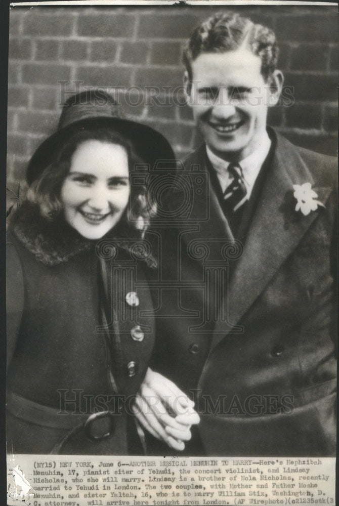 1938 Press Photo Hephzibah Menuhin pianist and her sister Yehudi violinist - Historic Images