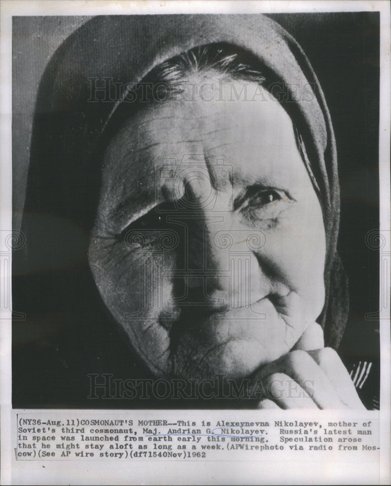 1962 Press Photo Alexeynevna Nikolayev Mother of Maj Andrian G Nikolayev - Historic Images