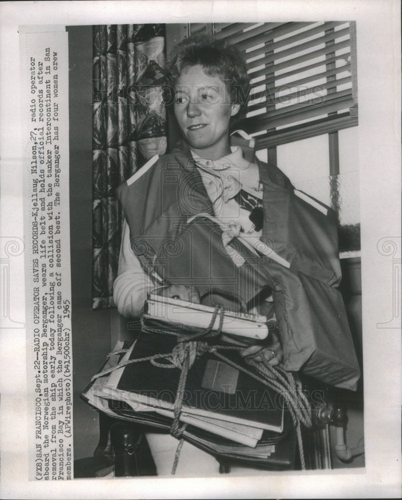 1965 Press Photo Kjellaug Nilson, Radio Operator Aboard Berganger - Historic Images