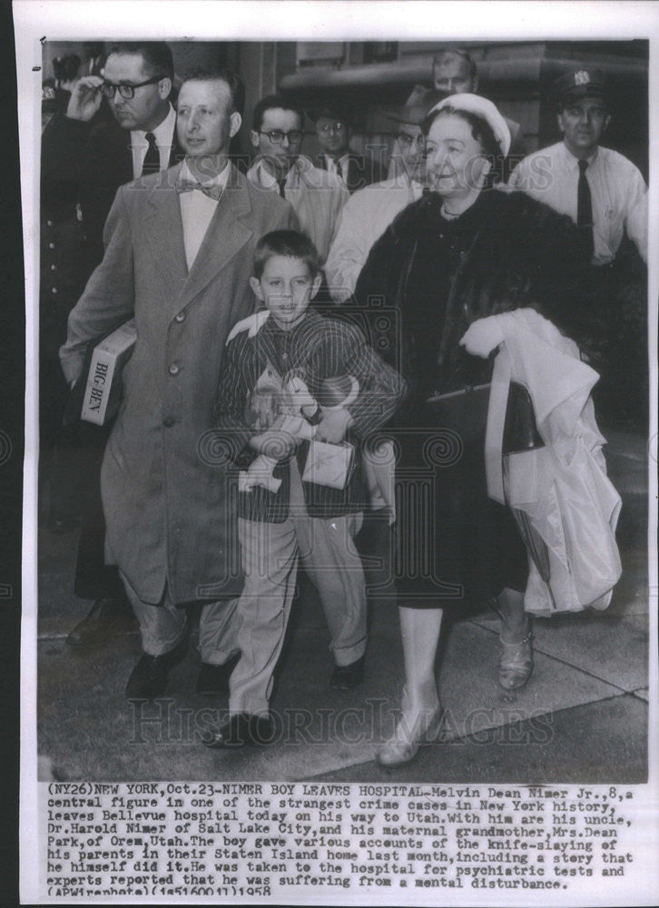 1958 Press Photo Melvin Mimer 8,his uncle  Dr H Nimer and granny Mrs Dean Park - Historic Images