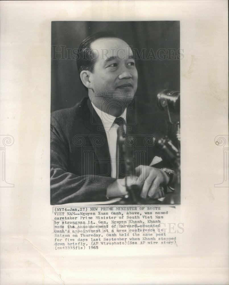 1965 Press Photo Nguyen Xuan Oanh South Vietnam new Prime Minister - Historic Images