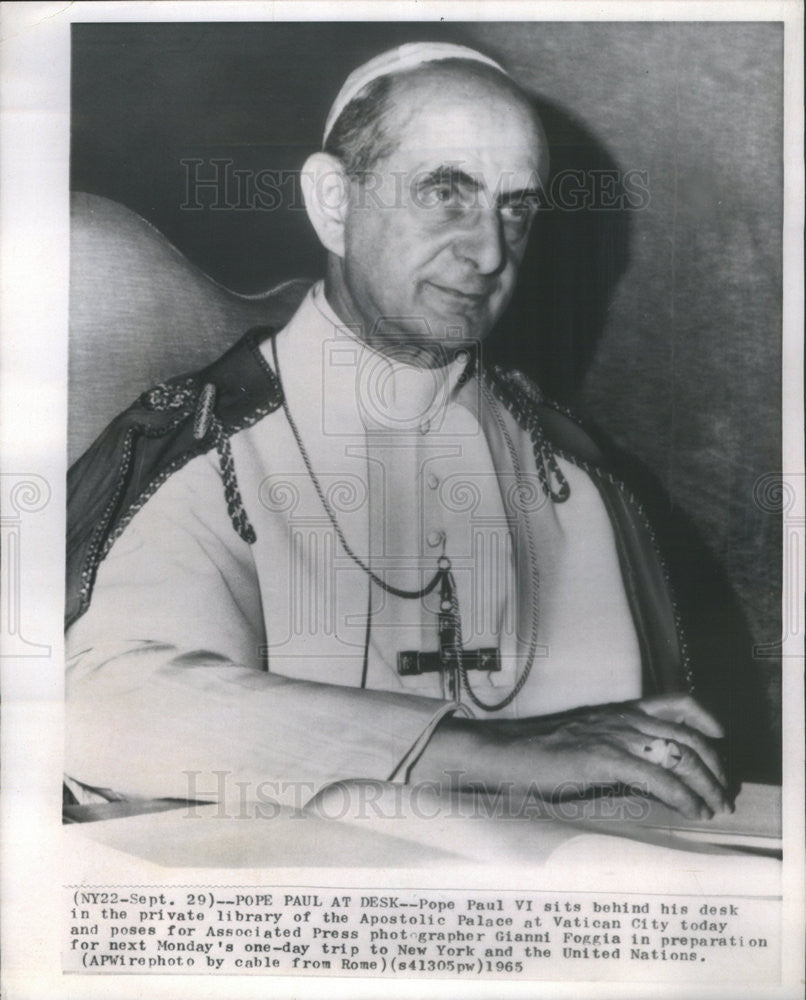 1965 Press Photo Pope Paul VI - Historic Images