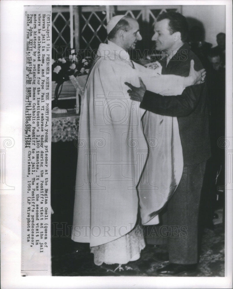 1964 Press Photo Pope Paul VI, Regina Coeli Jail Prisoner, Rome - Historic Images