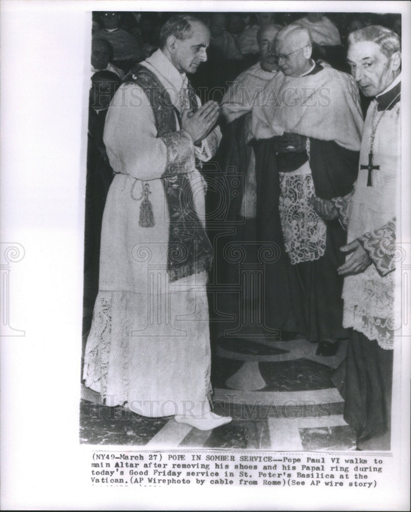 1964 Press Photo Pope Paul VI, Good Friday, St Peter&#39;s Basilica - Historic Images