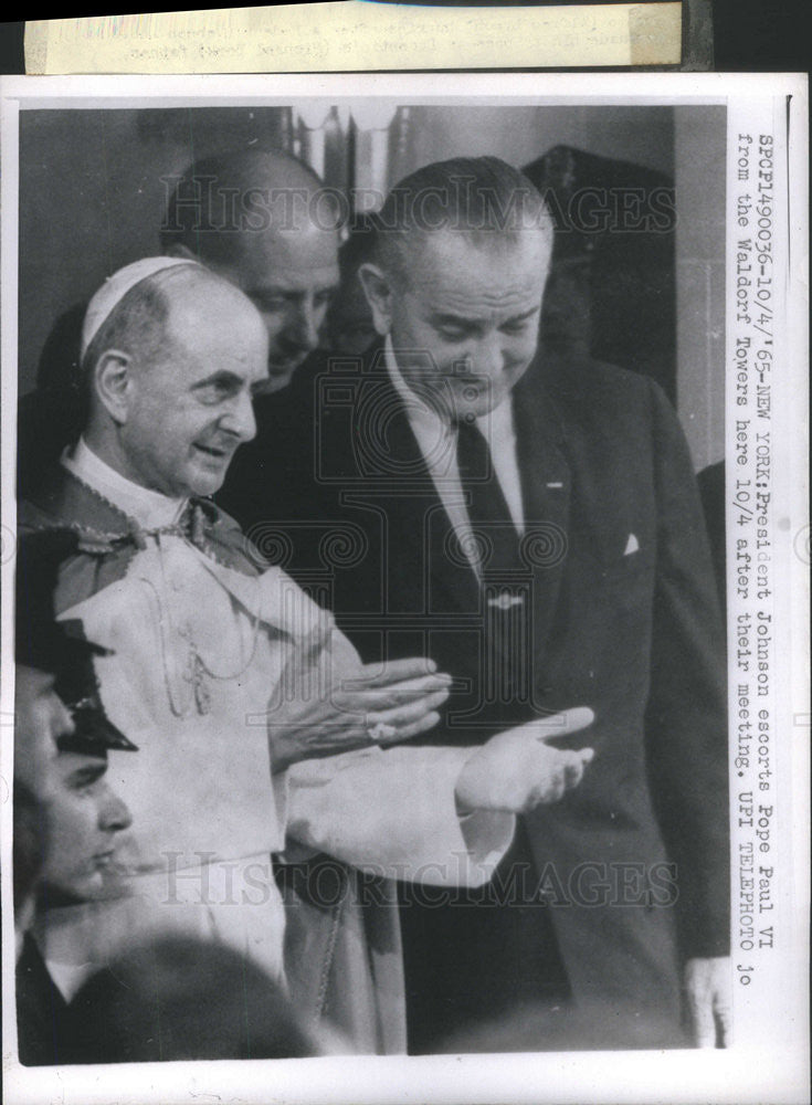 1965 Press Photo U.S. President Lyndon Johnson/Pope Paul VI - Historic Images