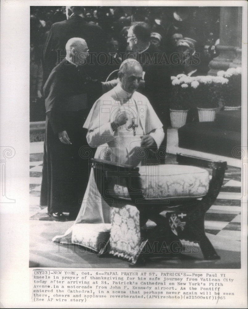 1965 Press Photo Pope Paul VI/Roman Catholic/St. Patrick&#39;s Cathedral/New York - Historic Images