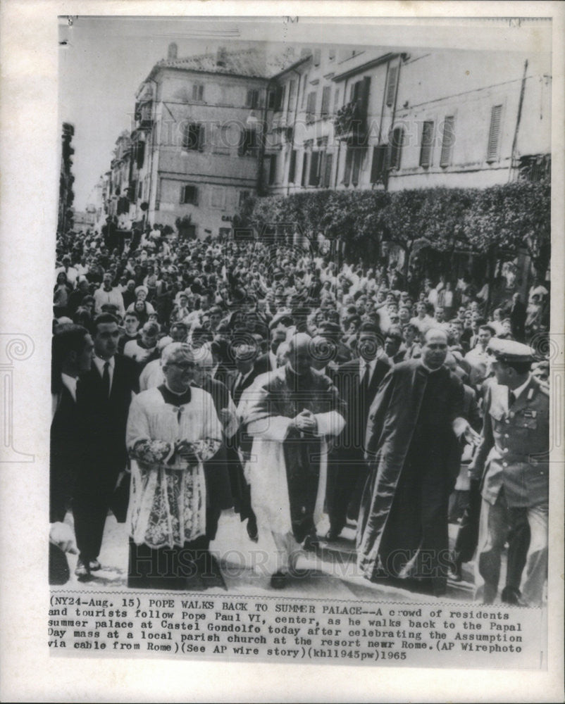 1965 Press Photo Pope Paul VI/Roman Catholic/Palace/Castel Gondolfo - Historic Images