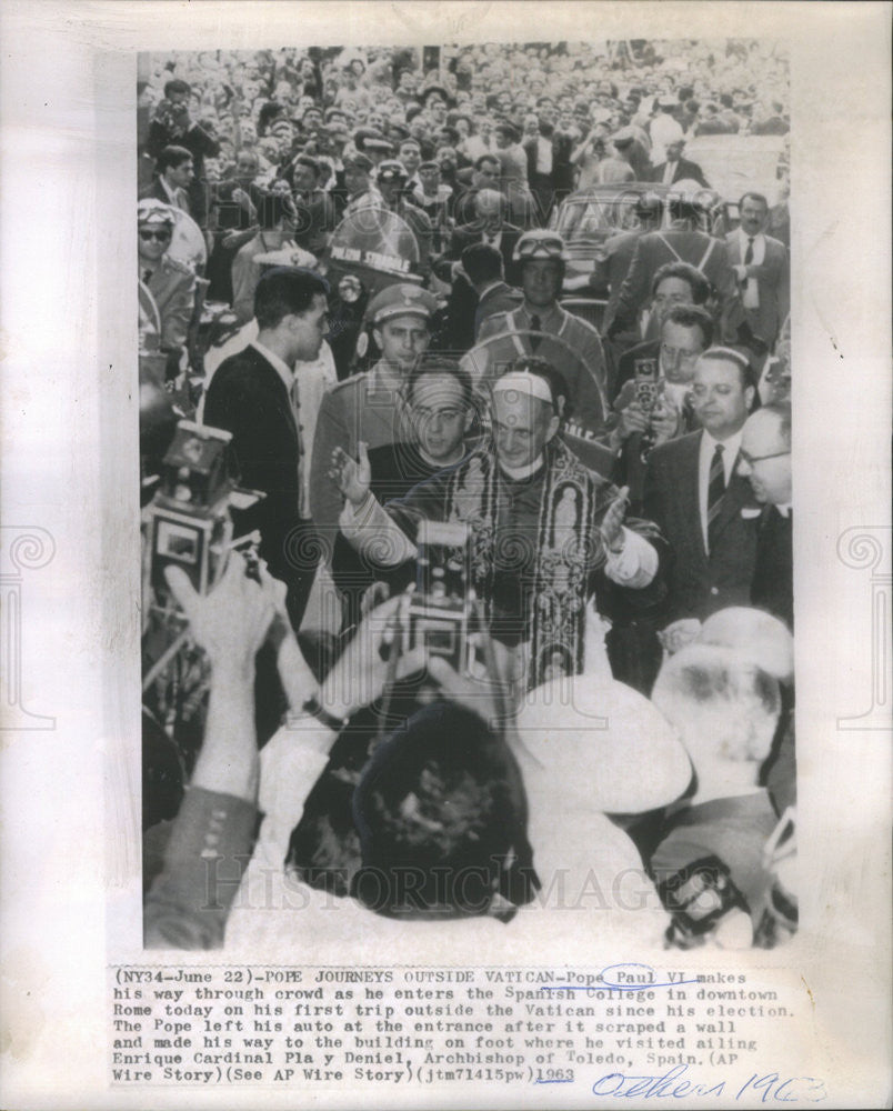 1963 Press Photo Pope Paul VI/Roman Catholic Church - Historic Images