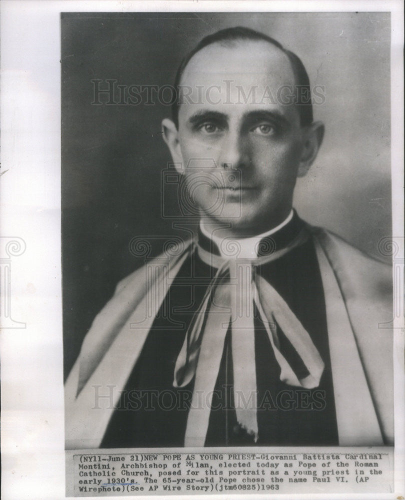 1963 Press Photo Giovanni Battista elected as Pope of Roman Catholic Church - Historic Images