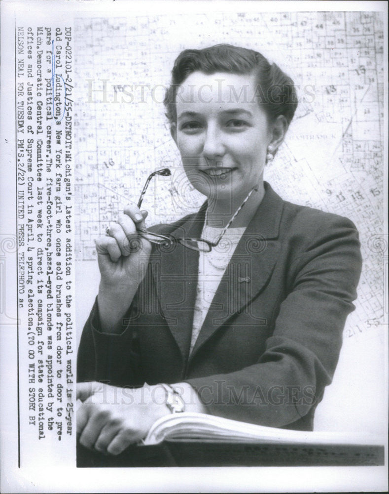 1955 Press Photo Carol Ludington Manager Democratic Central Committee - Historic Images