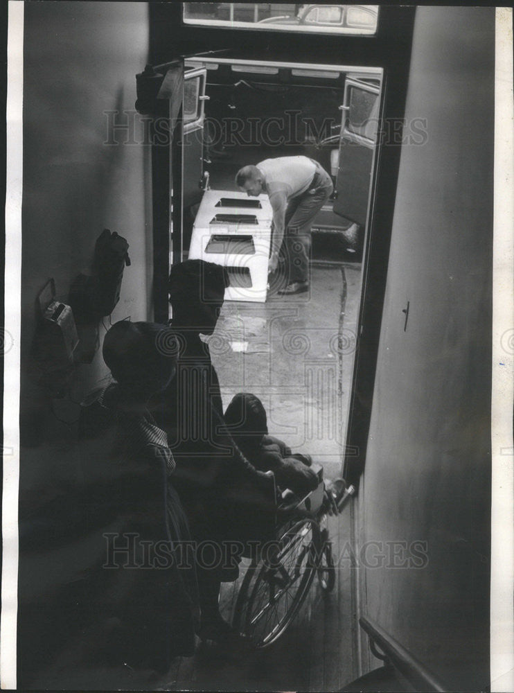 1965 Press Photo Robert Macak Wheelchair Frank Stepina Bus Driver Myrtle Wallace - Historic Images