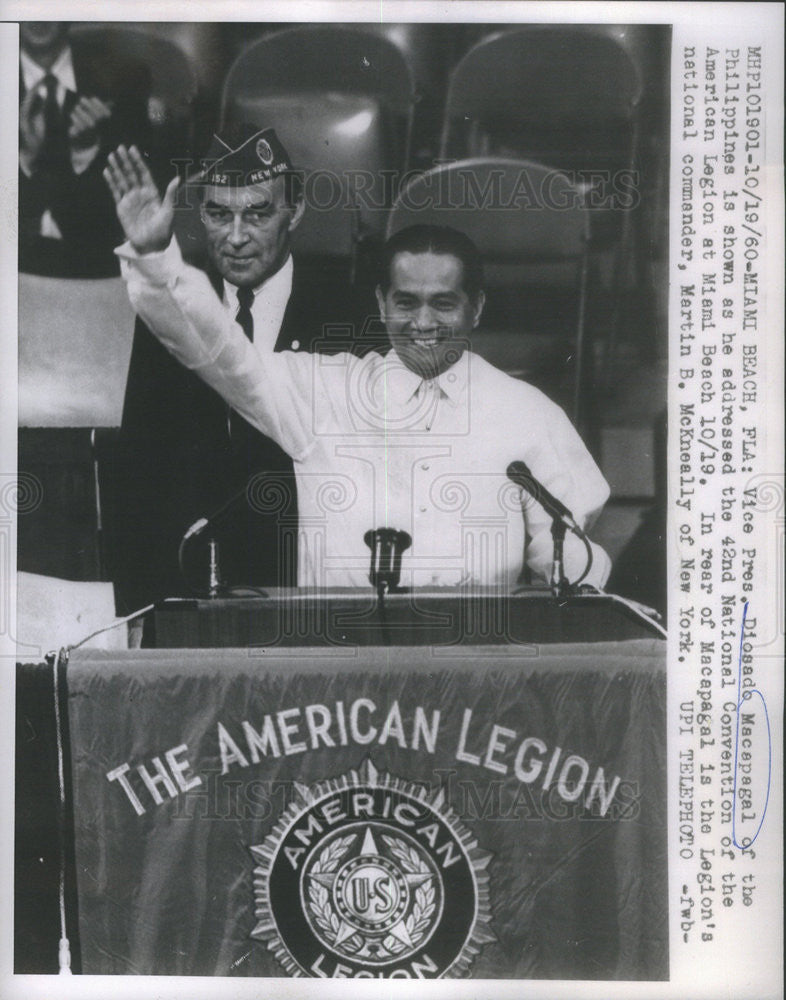 1960 Press Photo Vice President Diosado Macapagal Philippines Address American - Historic Images