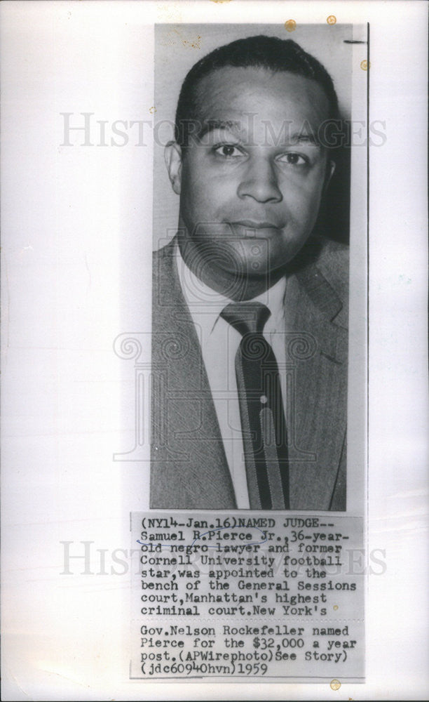 1959 Press Photo Judge Samuel R. Pierce Lawyer Manhattan General Sessions Court - Historic Images