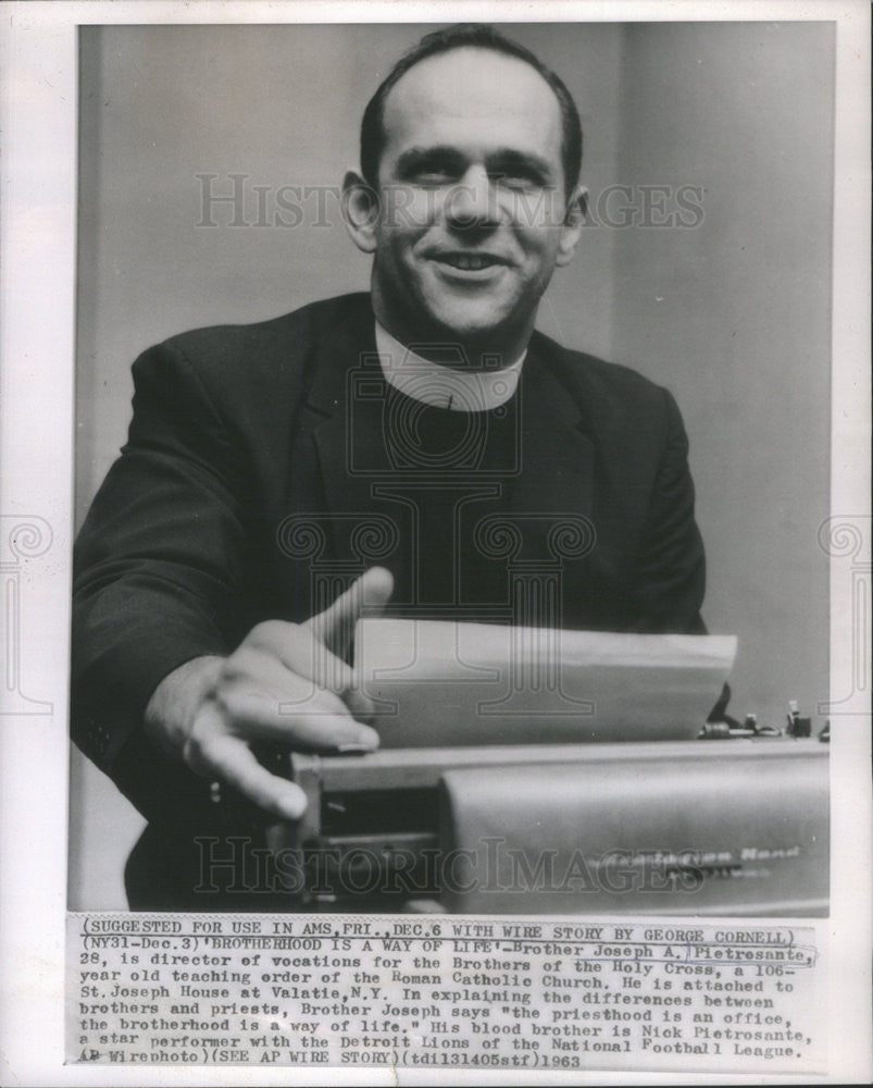 1963 Press Photo Brother Joseph A. Pietrosante, Roman Catholic Church. - Historic Images